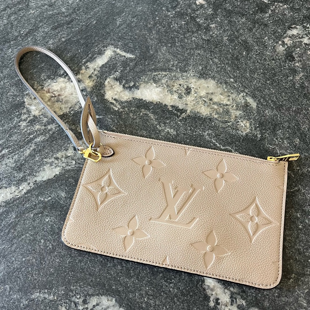 Authentic Louis Vuitton NEVERFULL Pouchette ONLY Color Turtledove FREE SHIPPING!